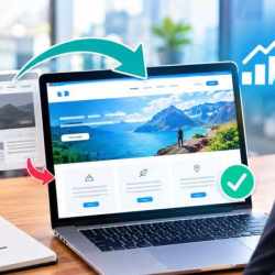 Refonte de site internet avec ordinateur et migration SEO