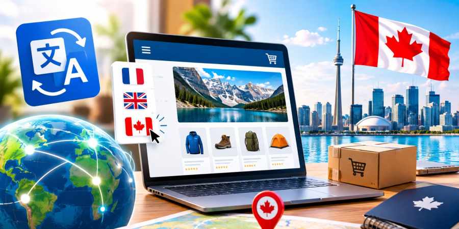 Illustration de la localisation d'un site web pour le marché canadien