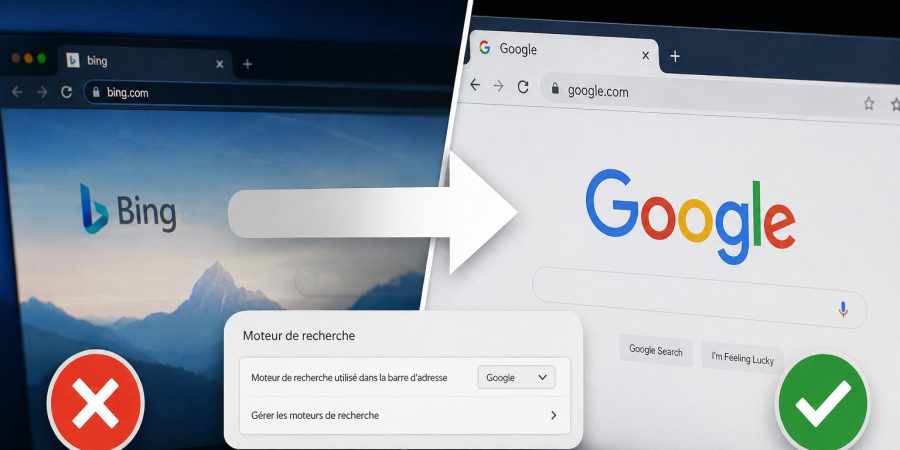 enlever Bing et remettre Google