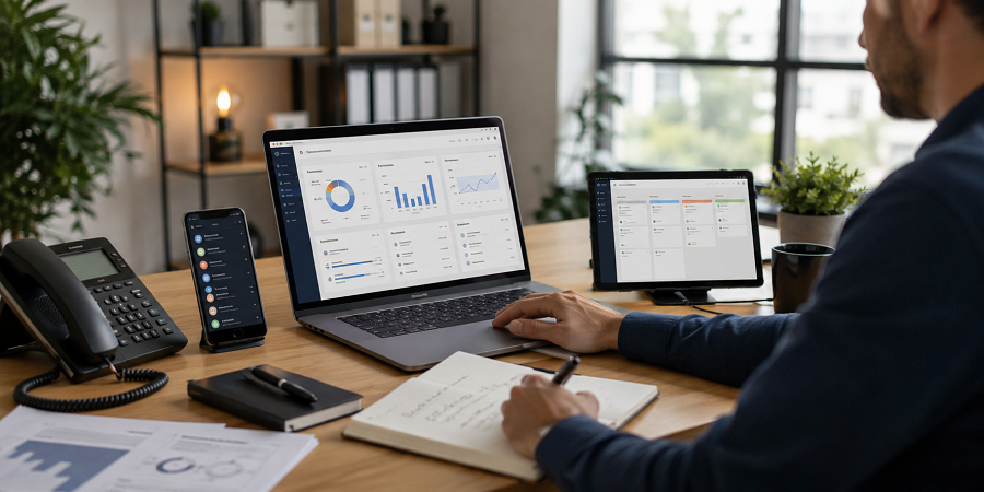 entrepreneur avec outils vente b2b
