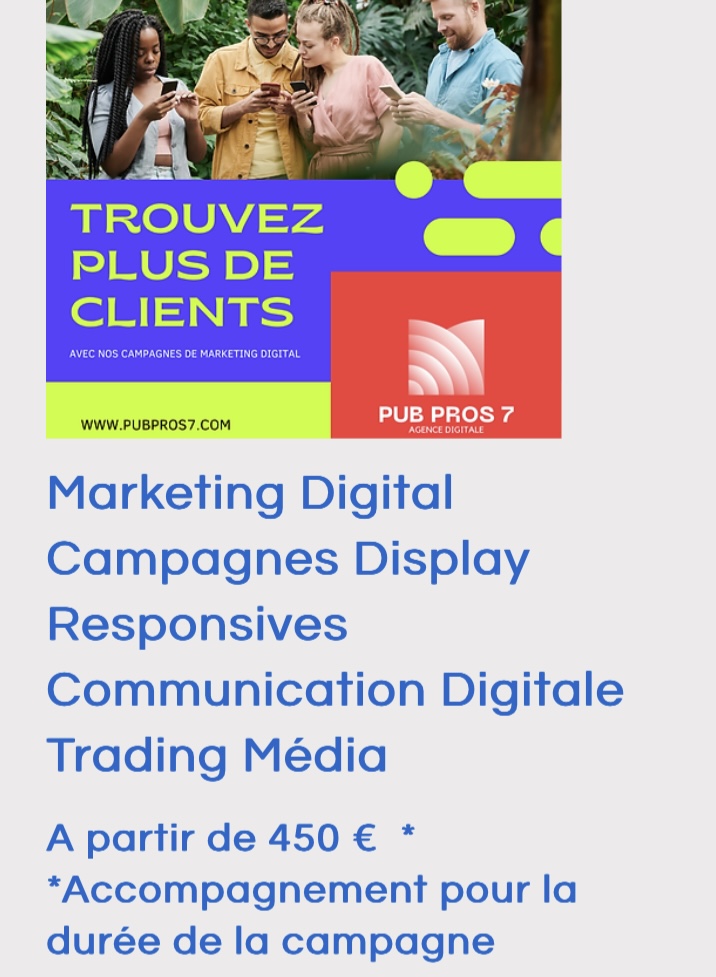Publicité en ligne - Campagne Display responsive Google, facebook, linkedin